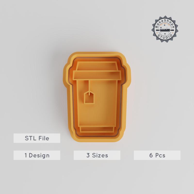 Tea Cup Shape Cutter & Stamp Set, Perfect for Cookies & Fondant, 6-Piece, Sizes S/M/L