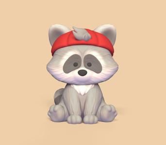 Raccoon Wearing a Cap