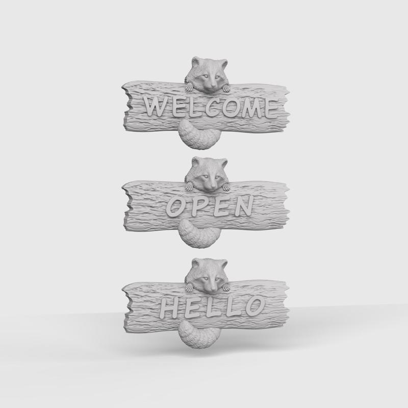 3D model RACCOON SCULPTURE SET 2