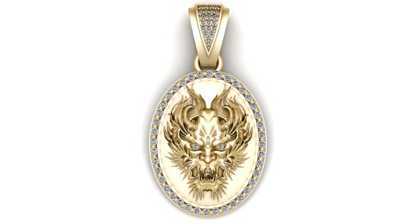 DRAGON FACE COIN PENDANT 3D PRINTABLE MODEL