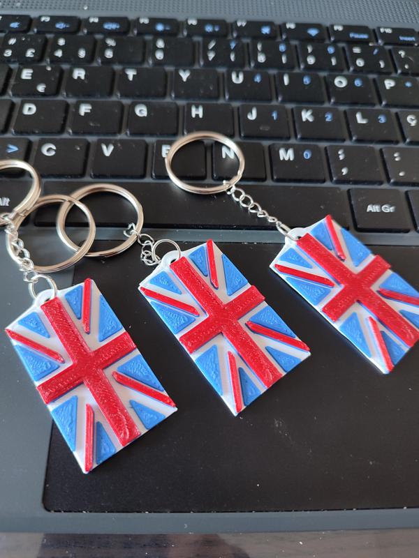 British flag keychain (3 color, one extruder)