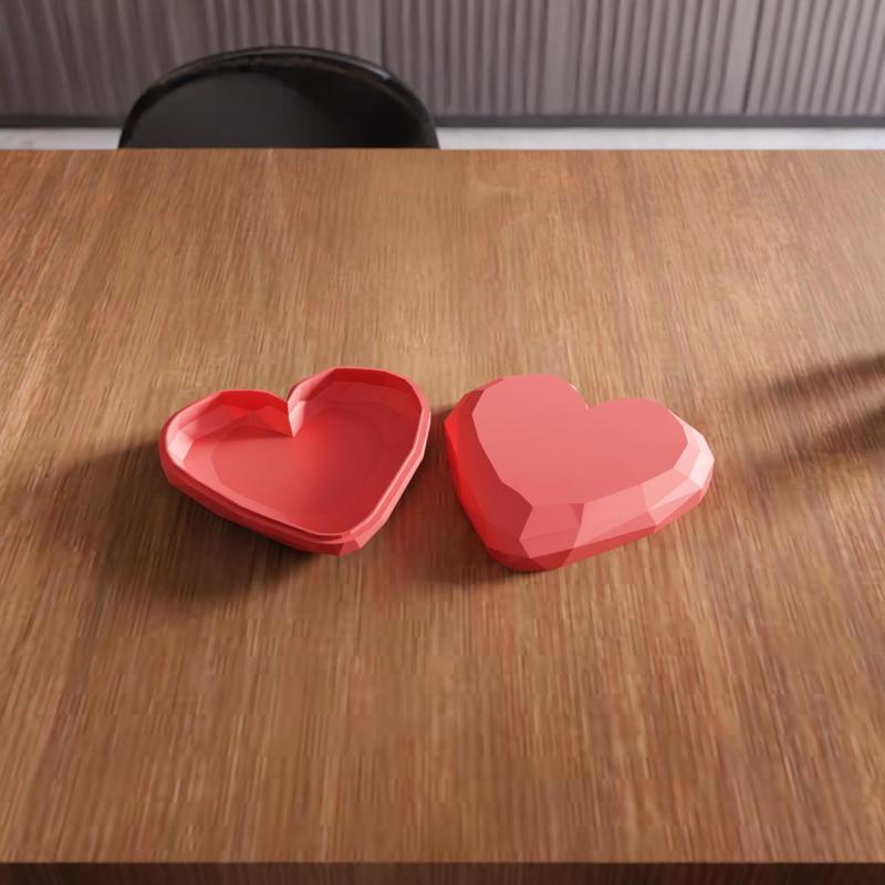 3D Heart Box STL File - 030