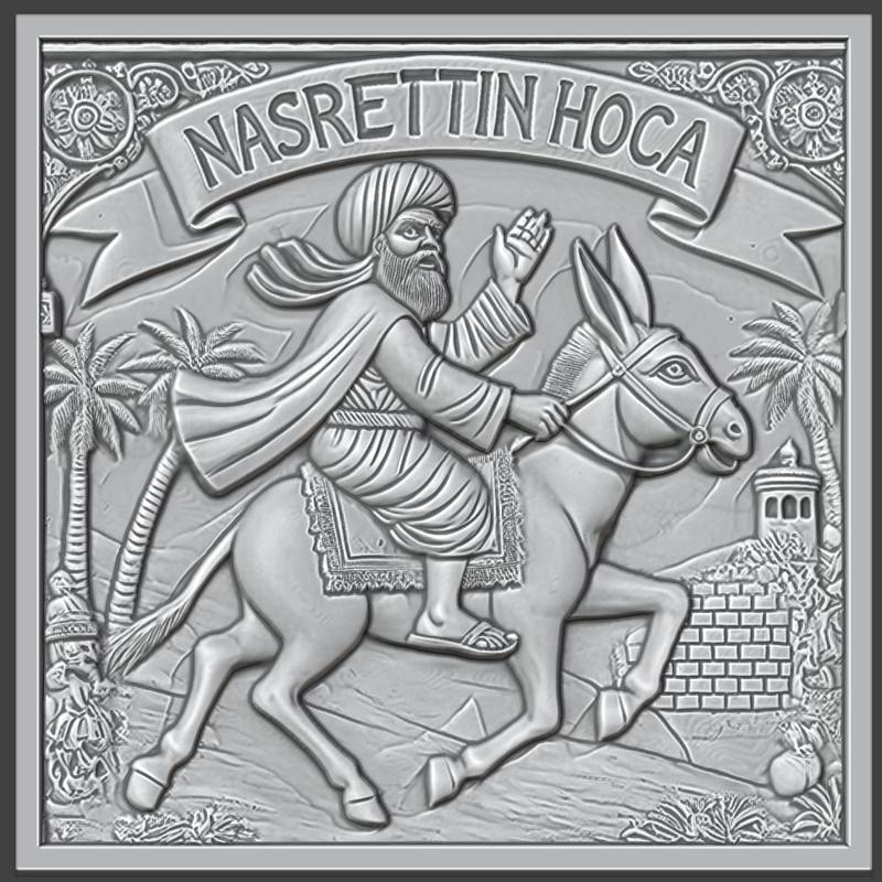 Discover the timeless charm and humor of Nasrettin Hoca with this exquisitely crafted bas relief,Bas-Relief, 3d Print, CNC Stl Model