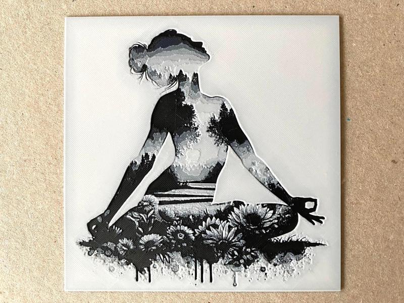 Meditative Woman Silhouette with Nature Landscape