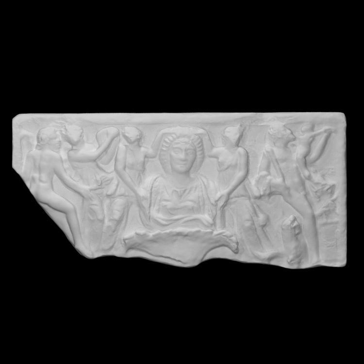 Relief with a portrait and procession of satyrs and maenads (Thiasus)