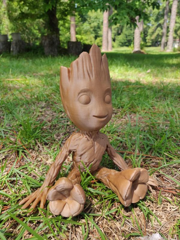 Sitting, Smiling, Baby Groot (Smoothed, solidified, reinforced)