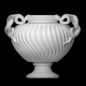 Marble strigilated vase with snake handles