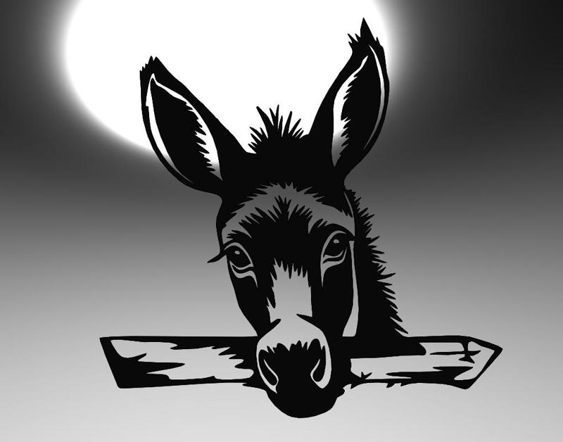 Donkey Resting on a Fence - Line Art