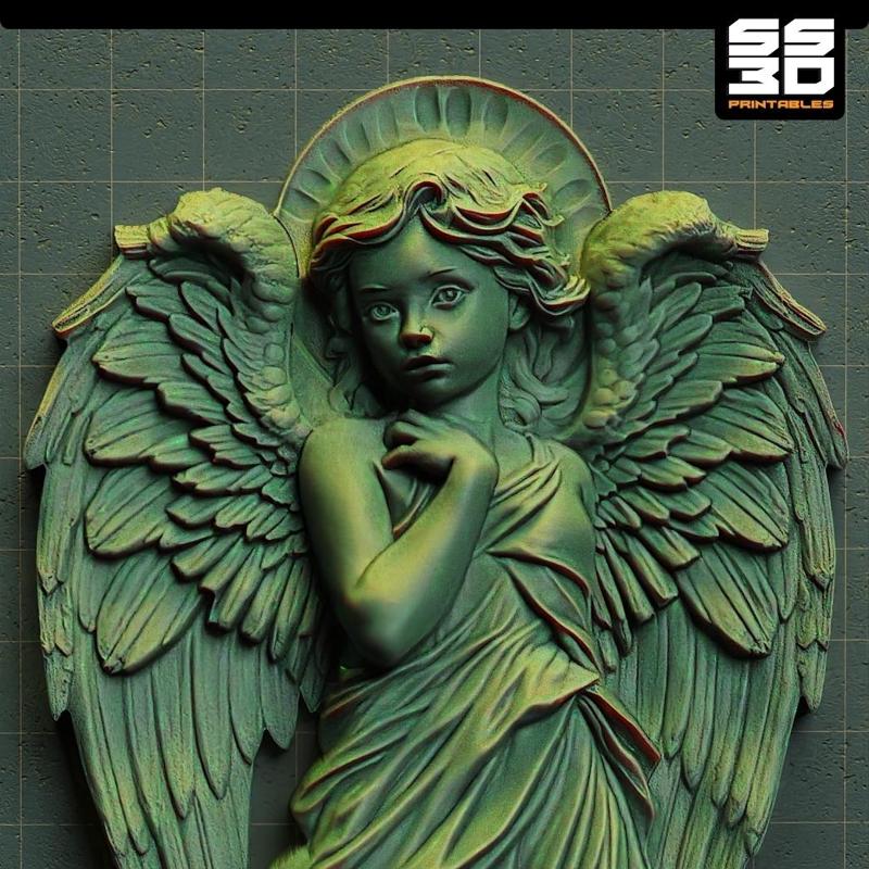 Angel 3D cnc Bas Relief STL File- Baby