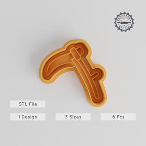Scythe Shape Cutter & Stamp, Perfect for Cookies & Fondant, 3 Sizes, Set of 6 - Spooky Weapon Accessory PRODUCT_3451