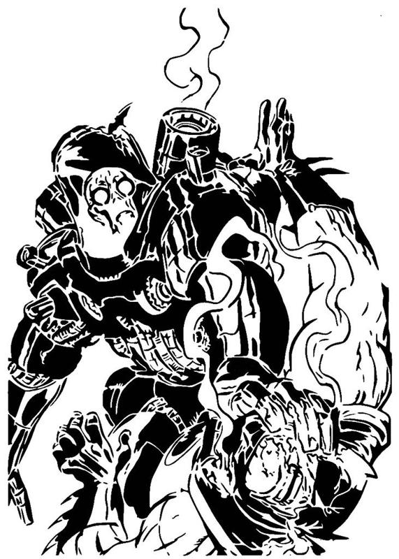 Mr Freeze vs Batman stencil