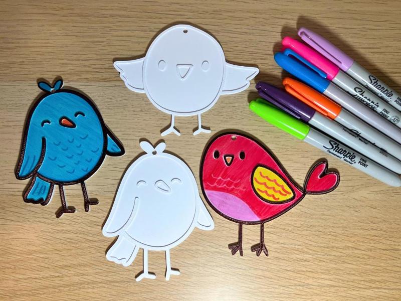 Cute Little Birdies Coloring Set of 3