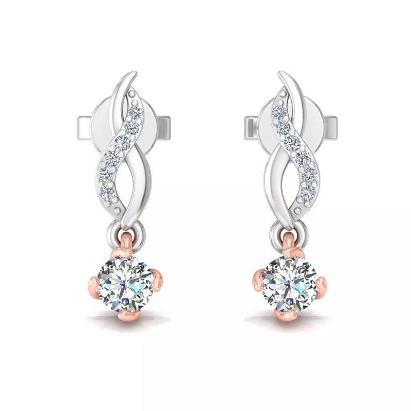 Two Tone Diamond Drop Earrings