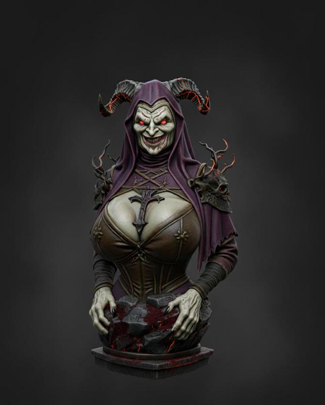 Bust of a demonic witch nun 3D model for printing-Bust of a demonic witch nun 3D model for printing