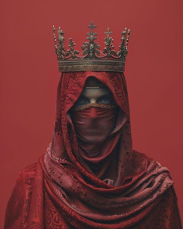 Dark Queen Crown Red Misterious Figure