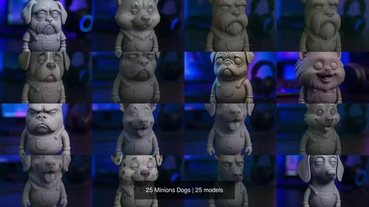 25 Minions Dogs 3D Model Collection