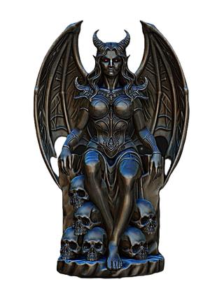 Lilith on her throne, succubus monster sculpture