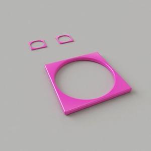 Bangle-Earrings ring with two squares