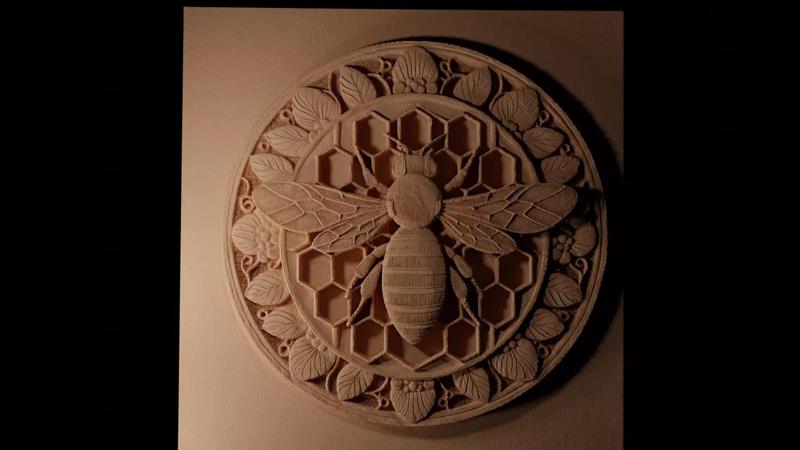 Bee on Honeycomb - Detailed 3D Print Sandcast CNC