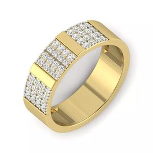 Light Weight Yellow Gold Diamond Ring  -PR-003 DIA
