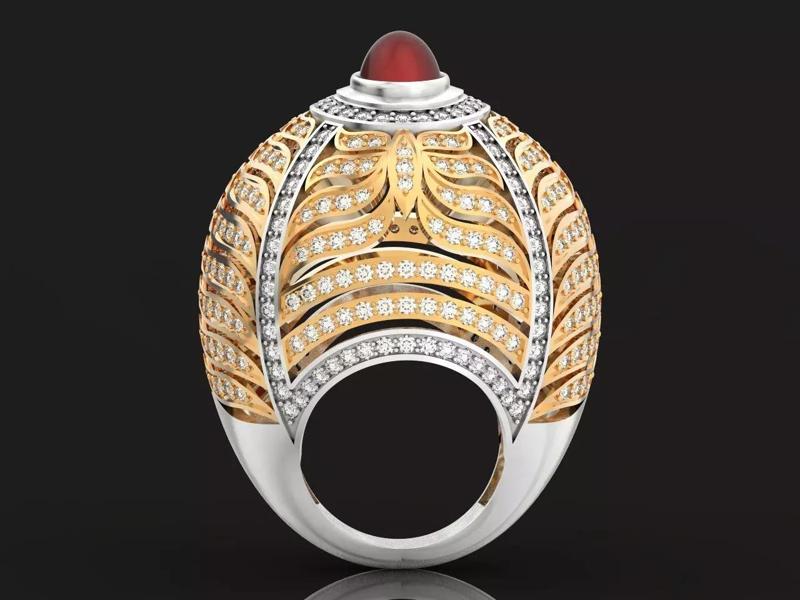large woman ring with stone patterns