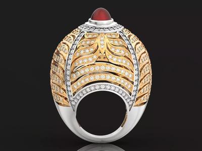 large woman ring with stone patterns