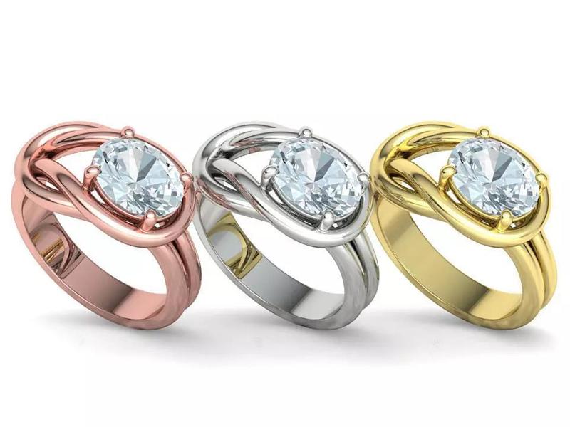 Knot Engagement Ring 9x7 Oval Stone 3dmodel