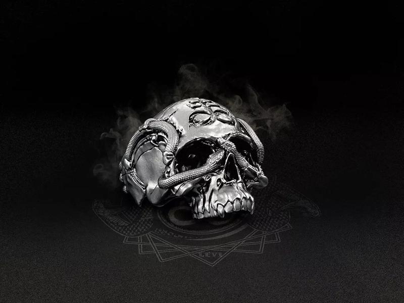 Leviathan Biomechanical Skull Ring