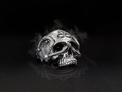 Leviathan Biomechanical Skull Ring