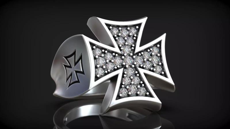 Maltese Cross Heraldic Hospitaller Luxury Diamond Ring