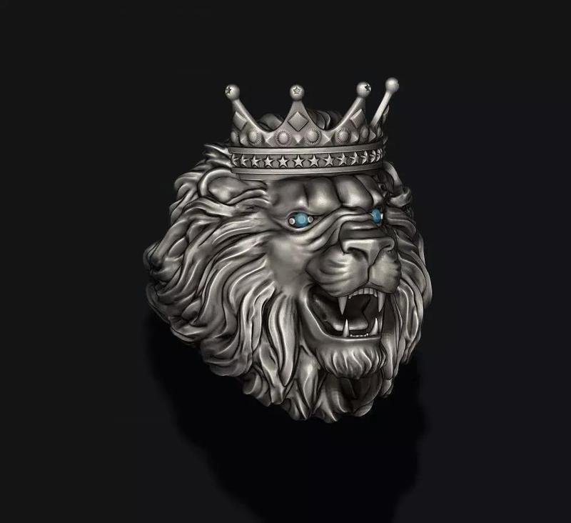 Lion crown ring eye gem