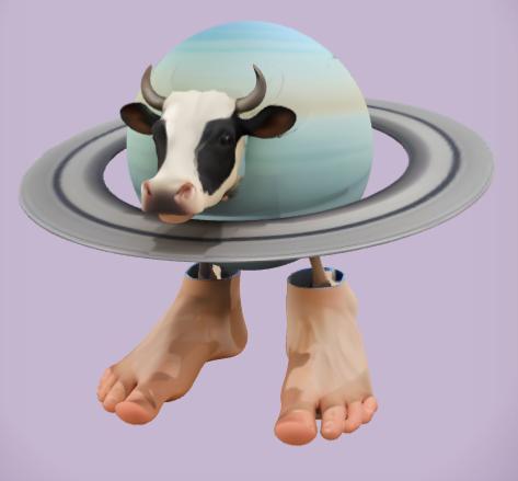 Saturn Cow Saturnite - Meme Figurine 3D Printable STL + OBJ + Textures (Italian Brainrot)
