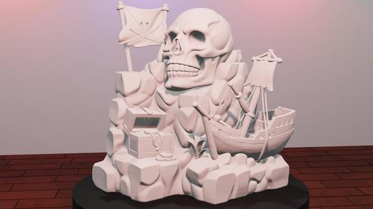 Skull Pirate Island Aquarium Decoration