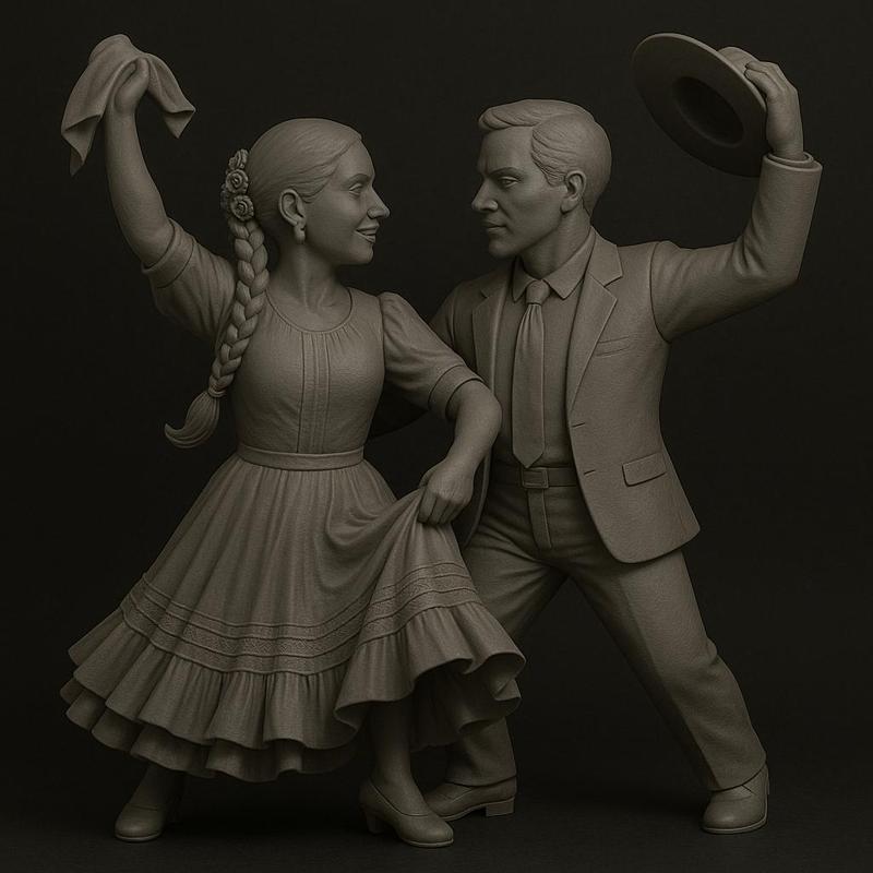 Couple dancing Marinera Peruana - Decorative 3D STL Model