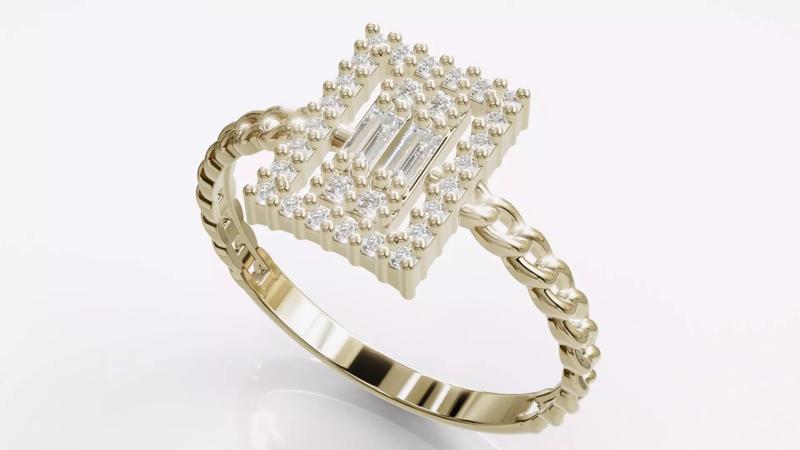 Jewelry Diamond Cuban Ring Model RZ04