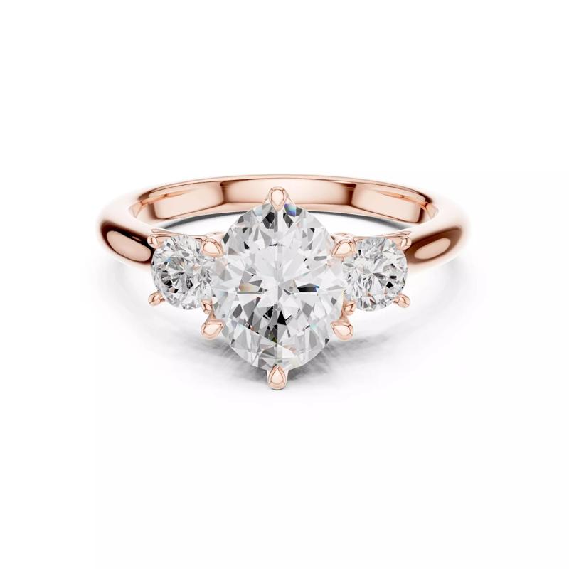 Three Stone Oval and Round Diamond Engagement Ring 3DM STL Video