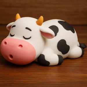 Sleeping Cow Figurine