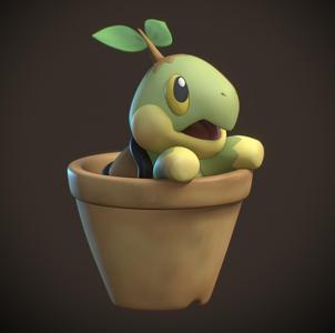 Turtwig in his pot - POKEMON