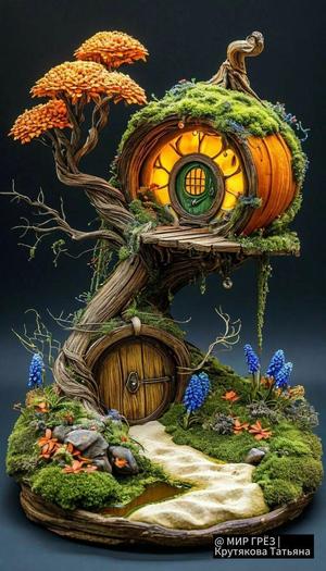 Pumpkin Tree House | Hobbit House Fantasy | Dioramas and Decoration | STL