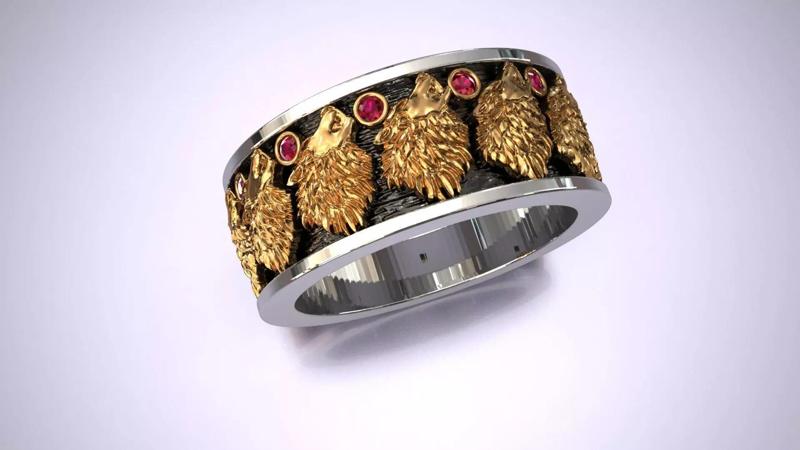 Men Wolf Band Ring