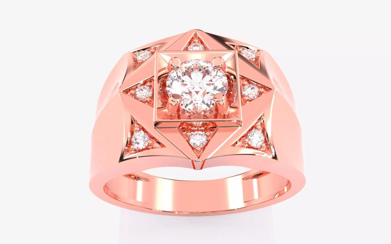 Mens Solitaire Ring 3dm stl renders details