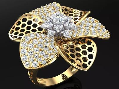 Mesh flower ring - Italian rings - Womens Rings - N6827
