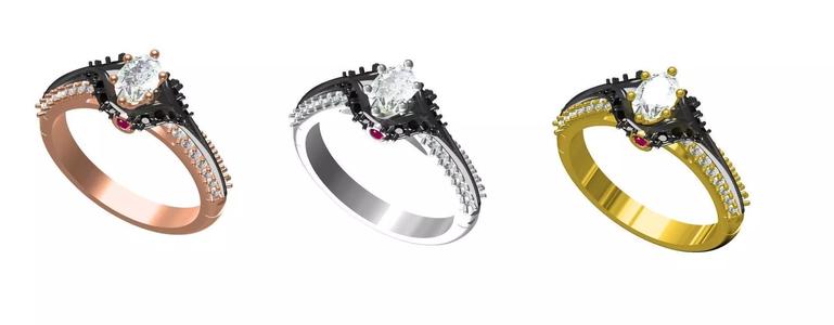 Evil Queen Black Rhodium Engagement Ring