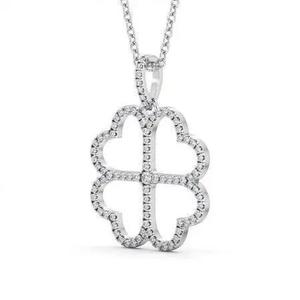 stl file clover pendant with diamonds on gold chain