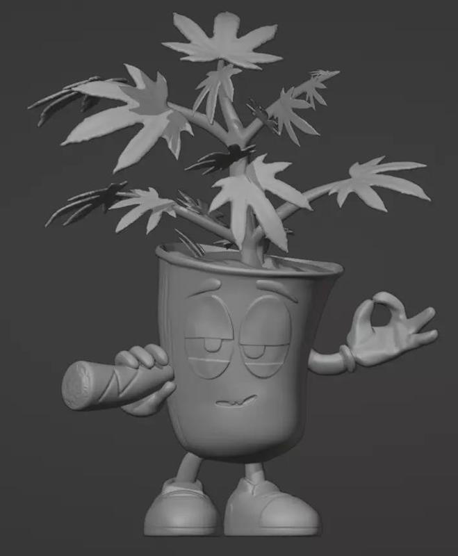 Marijuana plant smoking 3D print model