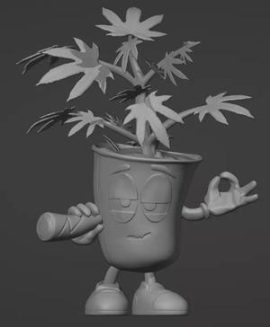 Marijuana plant smoking 3D print model