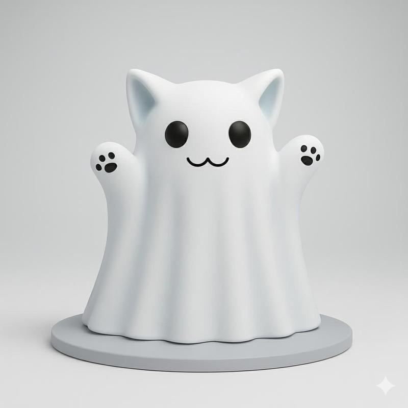 Cute cat disguised as a little ghost