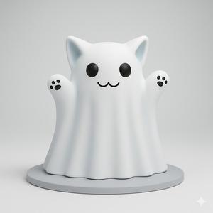 Cute cat disguised as a little ghost