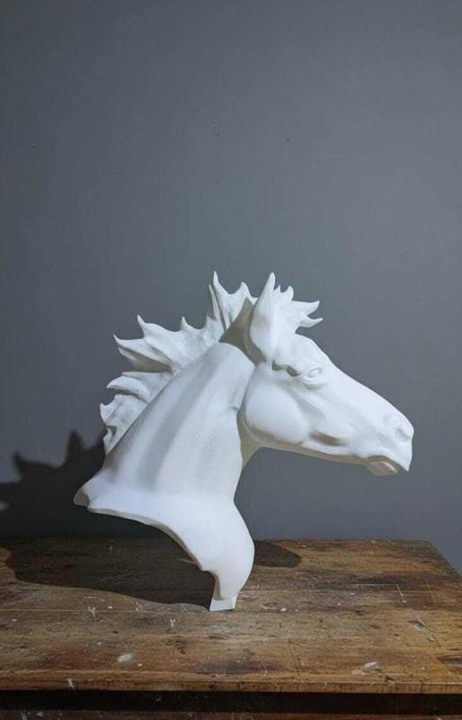 bust of a sad horse