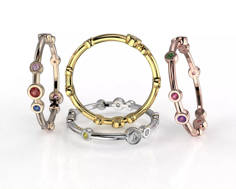 Printable wedding band ring diamonds 01ct STL 3d cad file